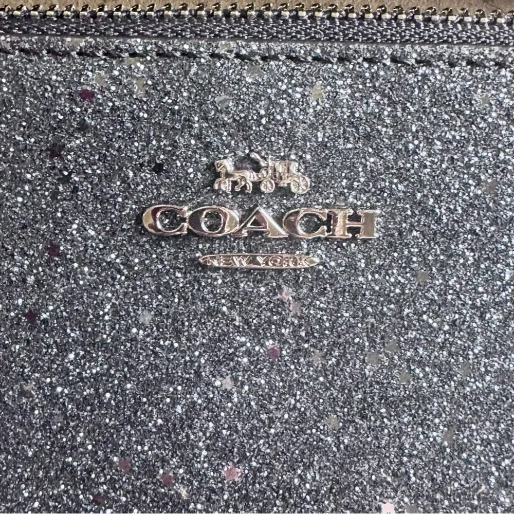 NIB Coach Sparkling Navy Blue Midnight Wristlet 4” x 7” Glitter Collection $85